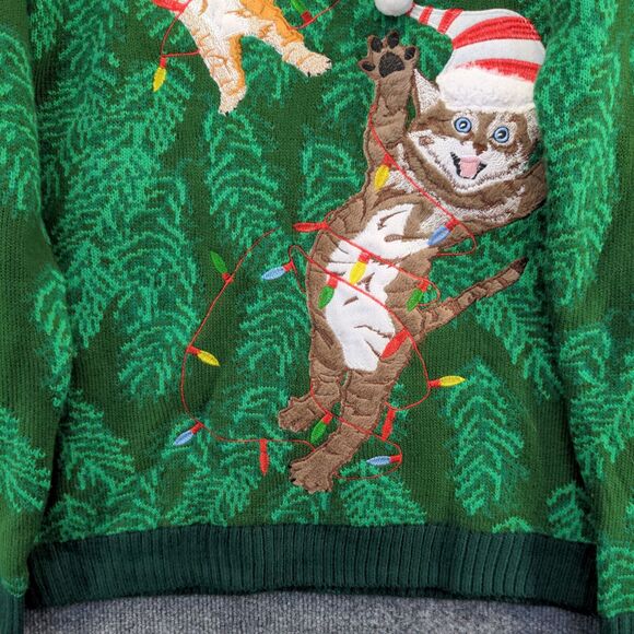 Blizzard Bay Men's Knit Ugly Sweater Large Long Sleeve Green Crew Neck Acrylic - Picture 7 of 12